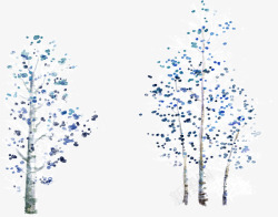 冬天的树木手绘扁平风格素材