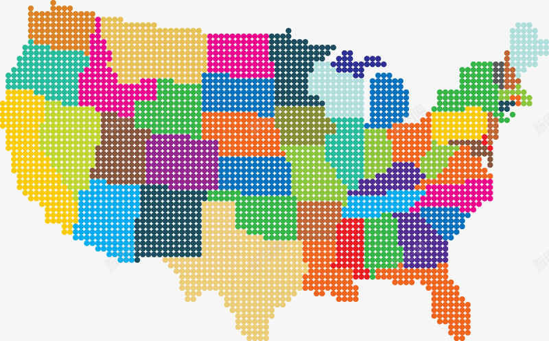 美国地图png免抠素材_新图网 https://ixintu.com 中国外交 矢量地图 美国各州 美国地图