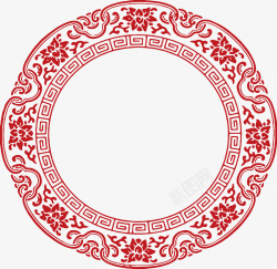红色花纹保温杯红色中国风花纹圆圈高清图片