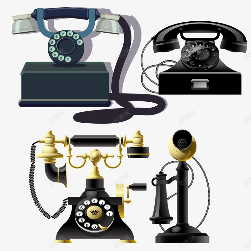 复古精致的古典电话png免抠素材_新图网 https://ixintu.com 90年代 复古 电话