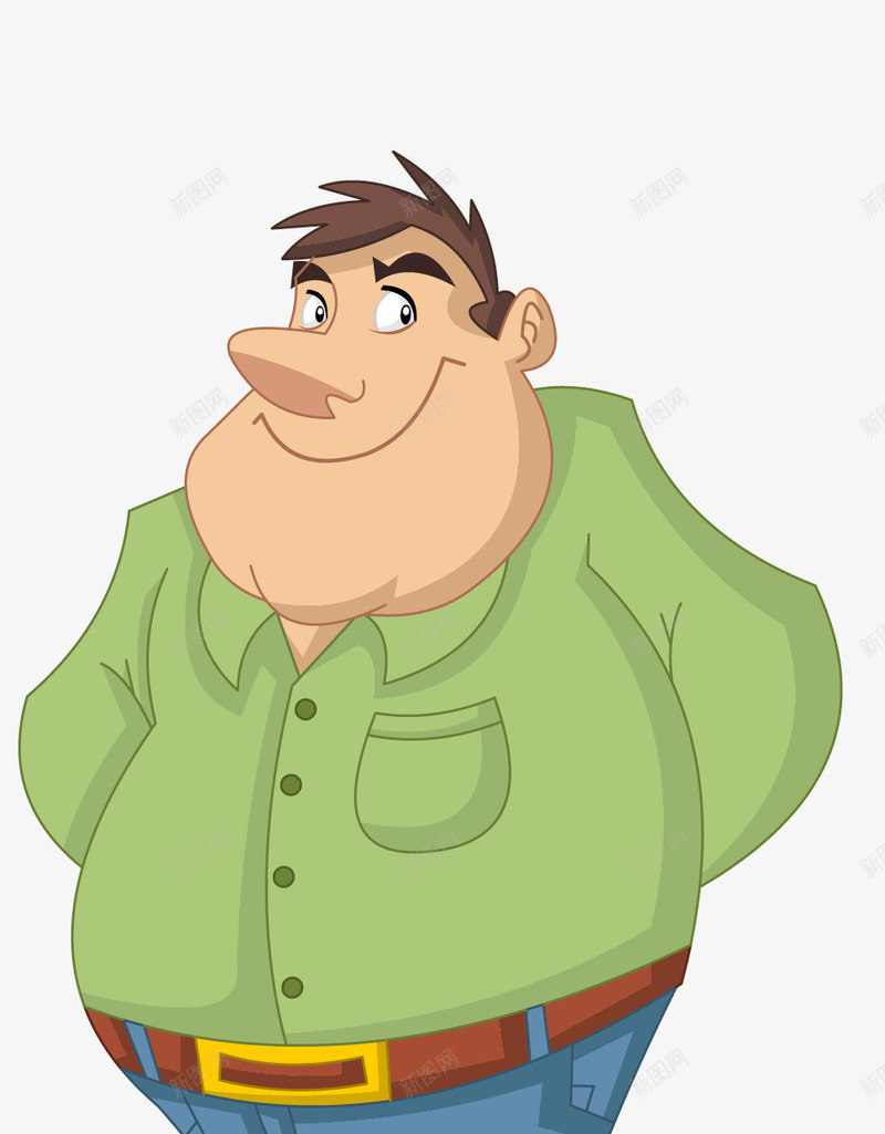 胖胖的男人png免抠素材_新图网 https://ixintu.com 卡通 手绘 男人 素材天下 绿色上衣 胖子