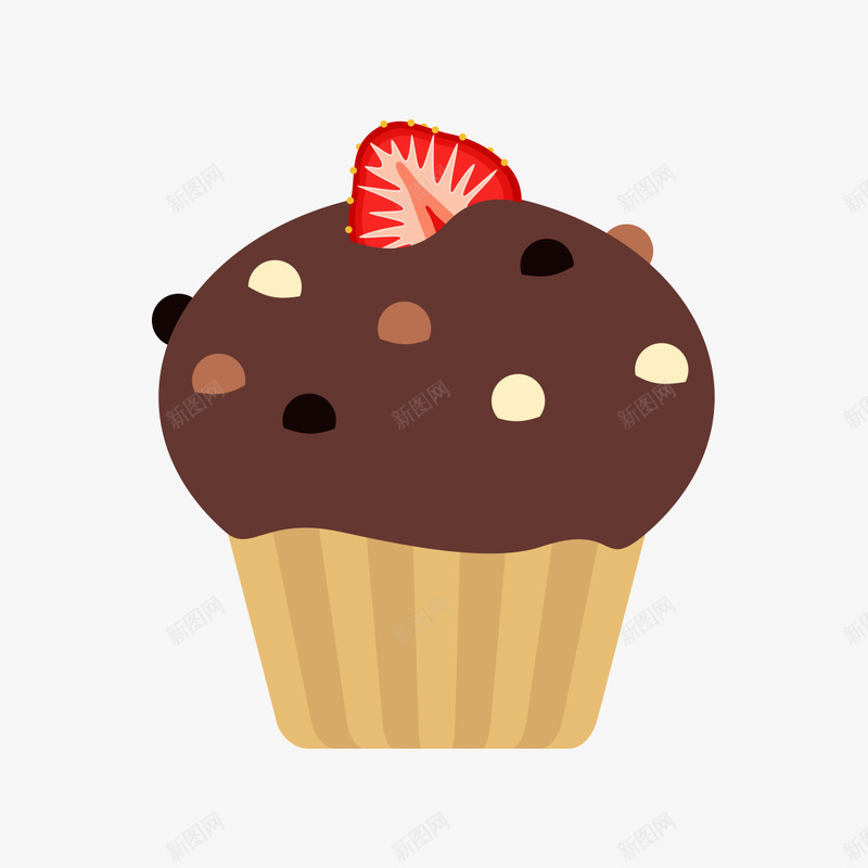 卡通纸杯巧克力蛋糕png免抠素材_新图网 https://ixintu.com 下午茶 卡通纸杯蛋糕 小蛋糕 巧克力蛋糕 点心 甜点 草莓 蛋糕