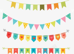 生日派对素材可爱彩色派对彩旗矢量图高清图片