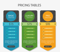 选择方案三色套餐价格表格矢量图高清图片
