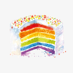卡通奶油七色彩虹夹心蛋糕素材