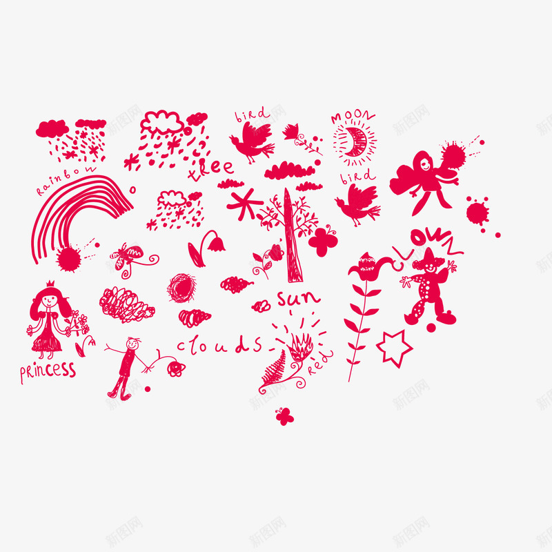 儿童涂鸦png免抠素材_新图网 https://ixintu.com 儿童画 卡通装饰 可爱 幼儿教育 涂鸦 红色 绘画 美术 装饰 装饰艺术