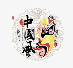 脸谱海报设计中国风古风古典文化传承艺术字脸谱高清图片