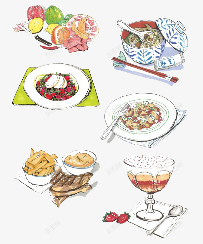 卡通西餐美食png免抠素材_新图网 https://ixintu.com 小吃 美食 蛋糕 西餐 西餐餐桌