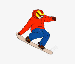 矢量卡通滑雪鞋单板滑雪的人高清图片