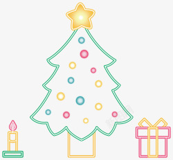 发光霓虹线条圣诞树矢量图素材