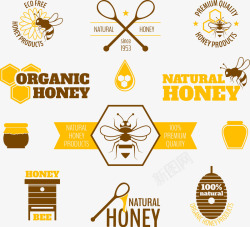 蜂蜜标签手绘蜂蜜图标矢量图高清图片