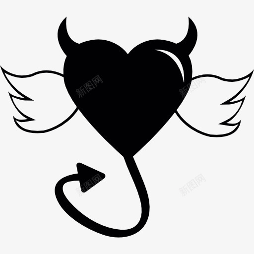 魔鬼心翼图标png_新图网 https://ixintu.com 坏天使 女人的致命的 形状 心的形状 纹身