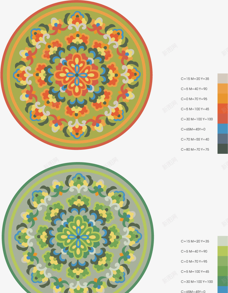 圆形花纹矢量图ai免抠素材_新图网 https://ixintu.com 中国风 中式 传统花纹 圆形中式图案 彩绘 手绘 经典 矢量图