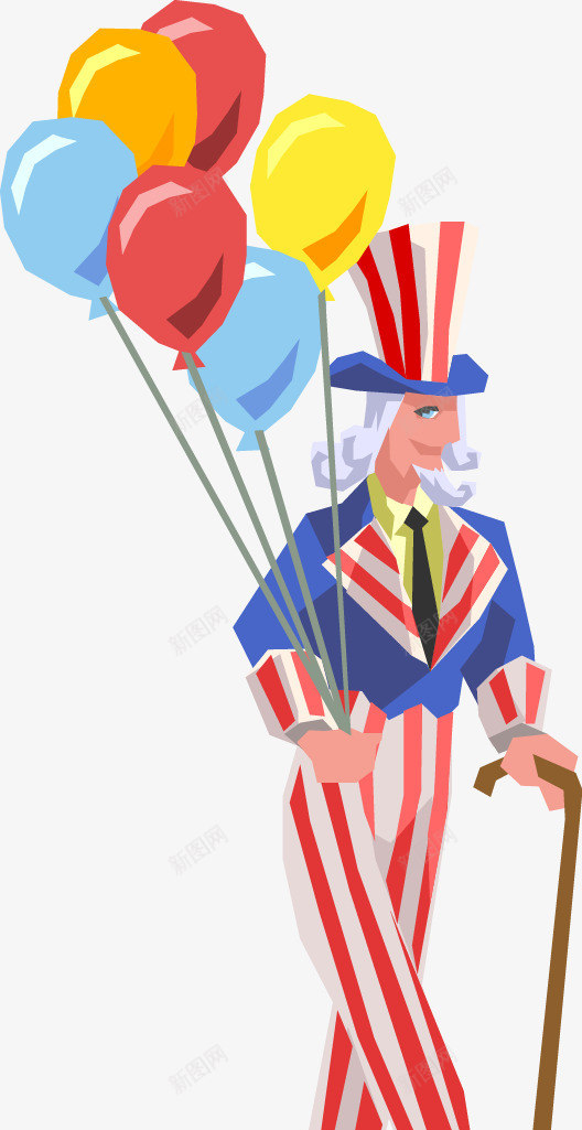 19世纪美国人物风俗画png免抠素材_新图网 https://ixintu.com 小丑 帽子 欧式 气球 美国人