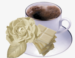 白巧克力白玫瑰咖啡杯素材