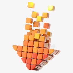 三维欧式箭头橘色立体方块箭头高清图片