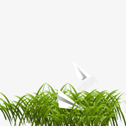 春季小草与纸飞机素材