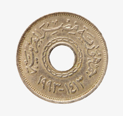 圆形中心穿孔的带年份的古代硬币素材