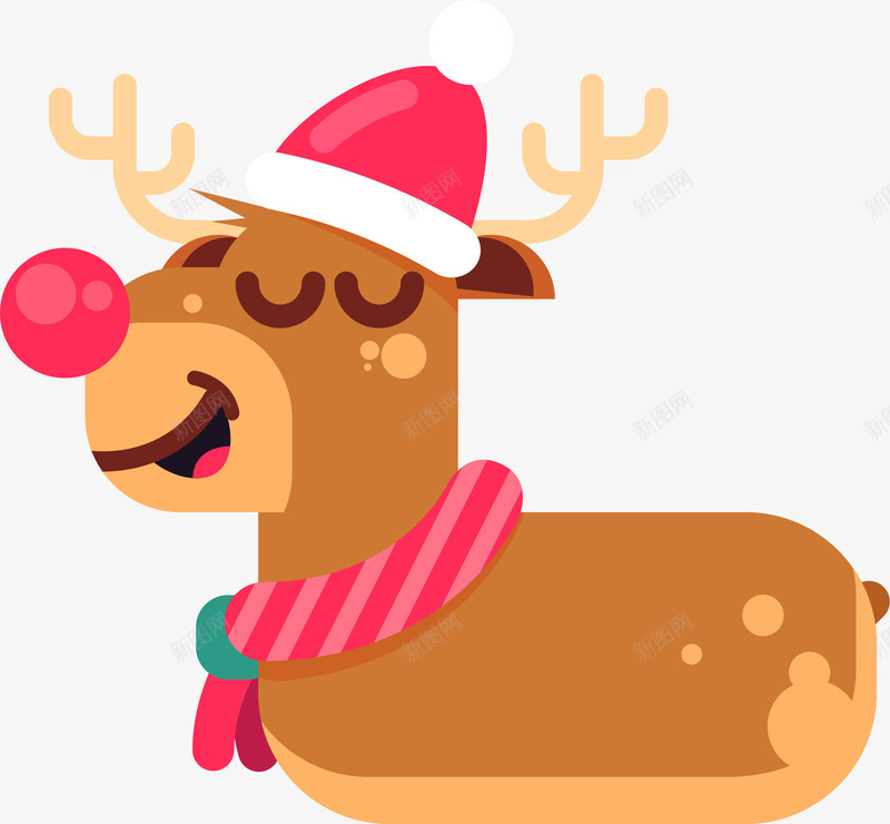 创意卡通圣诞夜驯鹿矢量图ai免抠素材_新图网 https://ixintu.com 创意 卡通 卡通圣诞 围巾 圣诞 圣诞节 开心 鹿角 麋鹿 矢量图