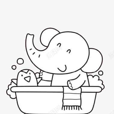 洗澡的大象图标图标