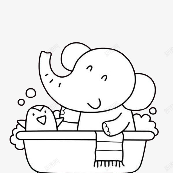 洗澡的大象图标png_新图网 https://ixintu.com 卡通 可爱 大象 大象简笔画 庞大 开心 手绘 洗澡 耳朵