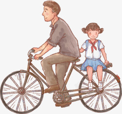 手绘涂鸦骑单车场景素材