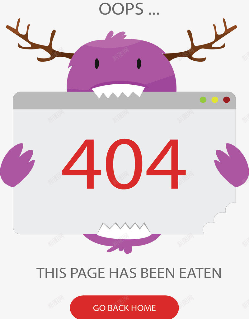 紫色怪兽错误页面矢量图图标ai_新图网 https://ixintu.com 404 404页面 矢量png 紫色怪兽 错误 错误页面 矢量图
