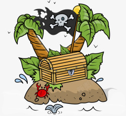海盗宝岛上的宝藏矢量图素材