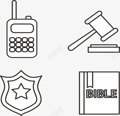 法槌和圣经图标图标
