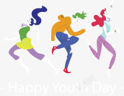 跳舞的青年国际青年节跳舞的人矢量图高清图片