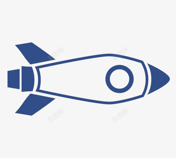 简笔画蓝色火箭图标png_新图网 https://ixintu.com 创意 创意图标 创意火箭 简笔画 蓝色