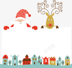冬季小屋矢量卡通圣诞节框架高清图片