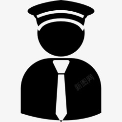 上尉飞行员飞行员帽子和领带图标高清图片