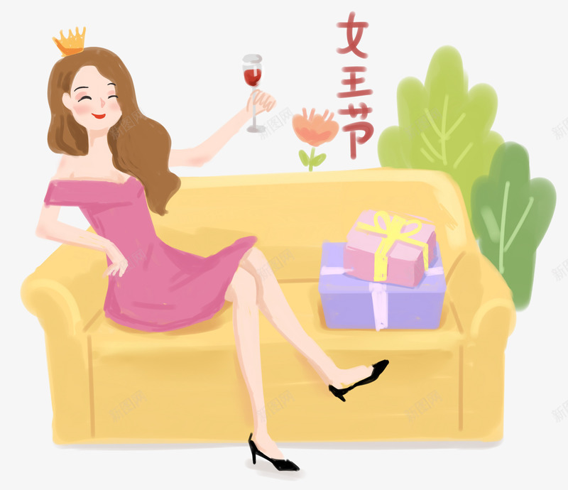 创意海报妇女节红色红色png免抠素材_新图网 https://ixintu.com 三八妇女节平面促销节日女王 三月八日 创意海报 妇女节 海报标题 海报设计 红色 花卉