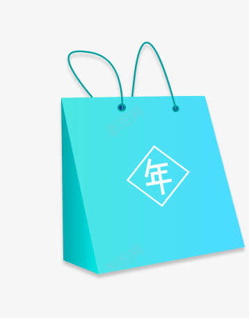 蓝色年货购物袋png免抠素材_新图网 https://ixintu.com 年货 蓝色 购物袋