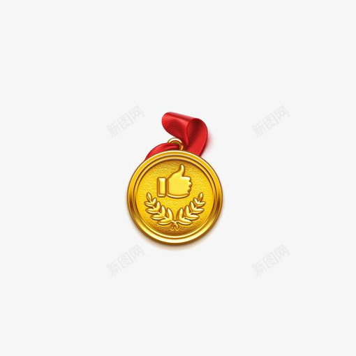 金色奖牌png免抠素材_新图网 https://ixintu.com 丝绸 创意 创意奖章 大拇指 奖章 排名 红色丝带 金牌