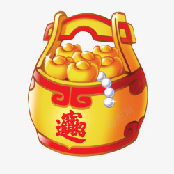 中国风精美黄色手提箱年货唯美创意精美礼盒礼包高清图片