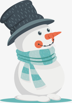 圣诞节礼帽拉旗戴礼帽的雪人矢量图高清图片