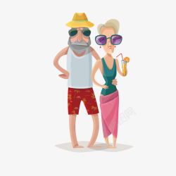 老年服装招牌旅游度假的老年夫妻高清图片
