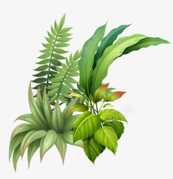 绿色植物卡通手绘夏季绿色植物高清图片