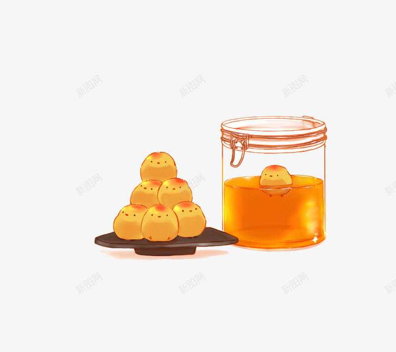 蜂蜜蛋糕小鸡png免抠素材_新图网 https://ixintu.com 卡通 可爱 小鸡崽 手绘 甜点 萌 蛋糕 面包 食品 食品海报插画 食物