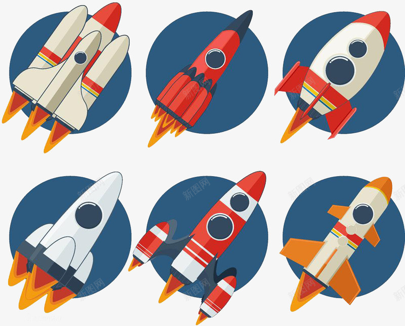 太空火箭png免抠素材_新图网 https://ixintu.com 卡通火箭 卫星 各类不同的火箭 火箭发射