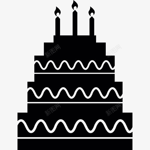 五个生日蛋糕层蜡烛图标png_新图网 https://ixintu.com 生日蛋糕 蛋糕 蜡烛 面包 食品