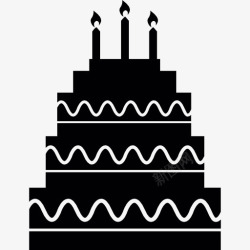 蜡烛图标五个生日蛋糕层蜡烛图标高清图片
