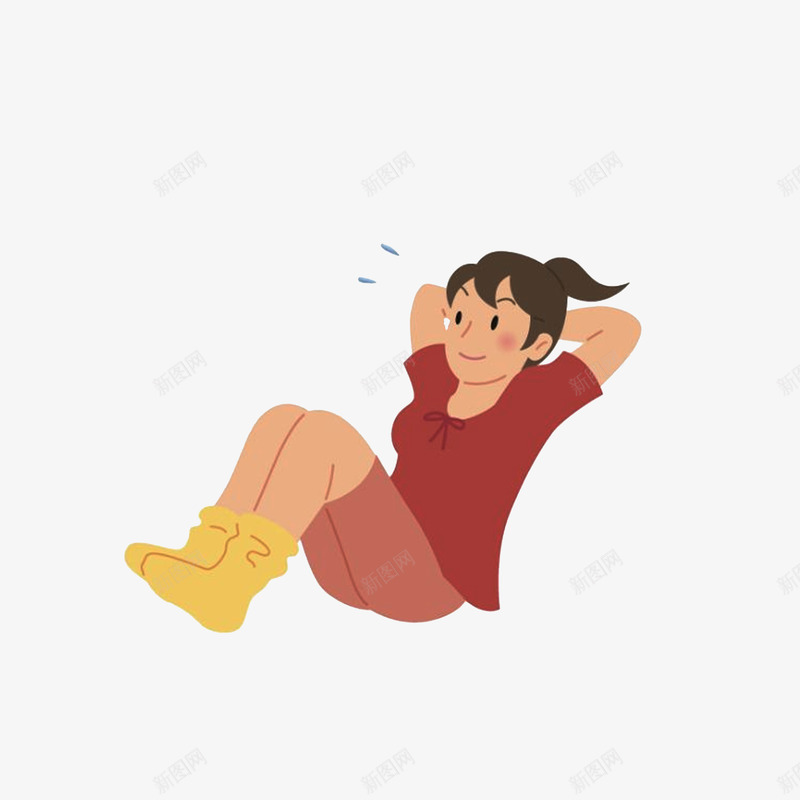 双手抱头仰卧起坐的女孩png免抠素材_新图网 https://ixintu.com 仰卧起坐 健身 卡通女孩 双手抱头 臀部锻炼 运动