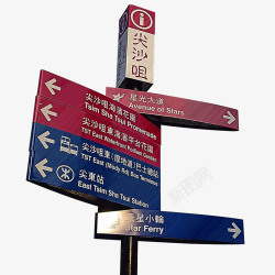 城市俯瞰景香港城市公路路牌指示牌高清图片