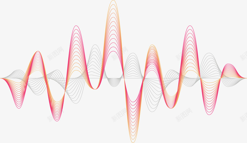粉红色科技波纹png免抠素材_新图网 https://ixintu.com 几何波纹 声波 声波纹 矢量素材 粉色波纹 超声波