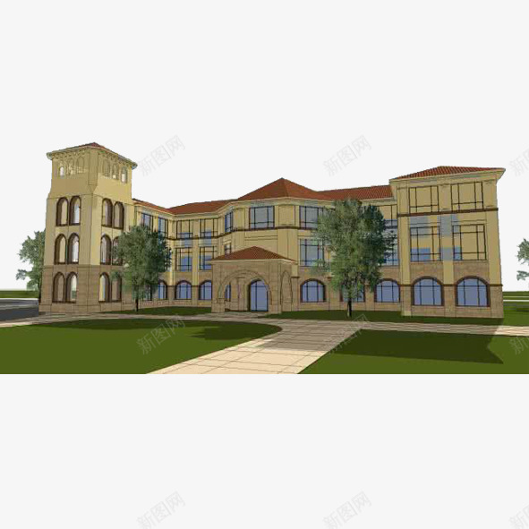 欧式教学楼png免抠素材_新图网 https://ixintu.com 教学楼 校园建筑 欧式 精致