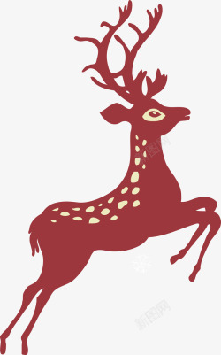 圣诞夜剪影麋鹿矢量图高清图片