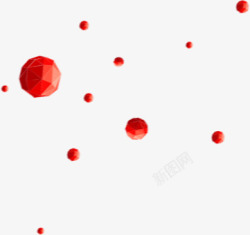 红色立体圆形漂浮装饰素材